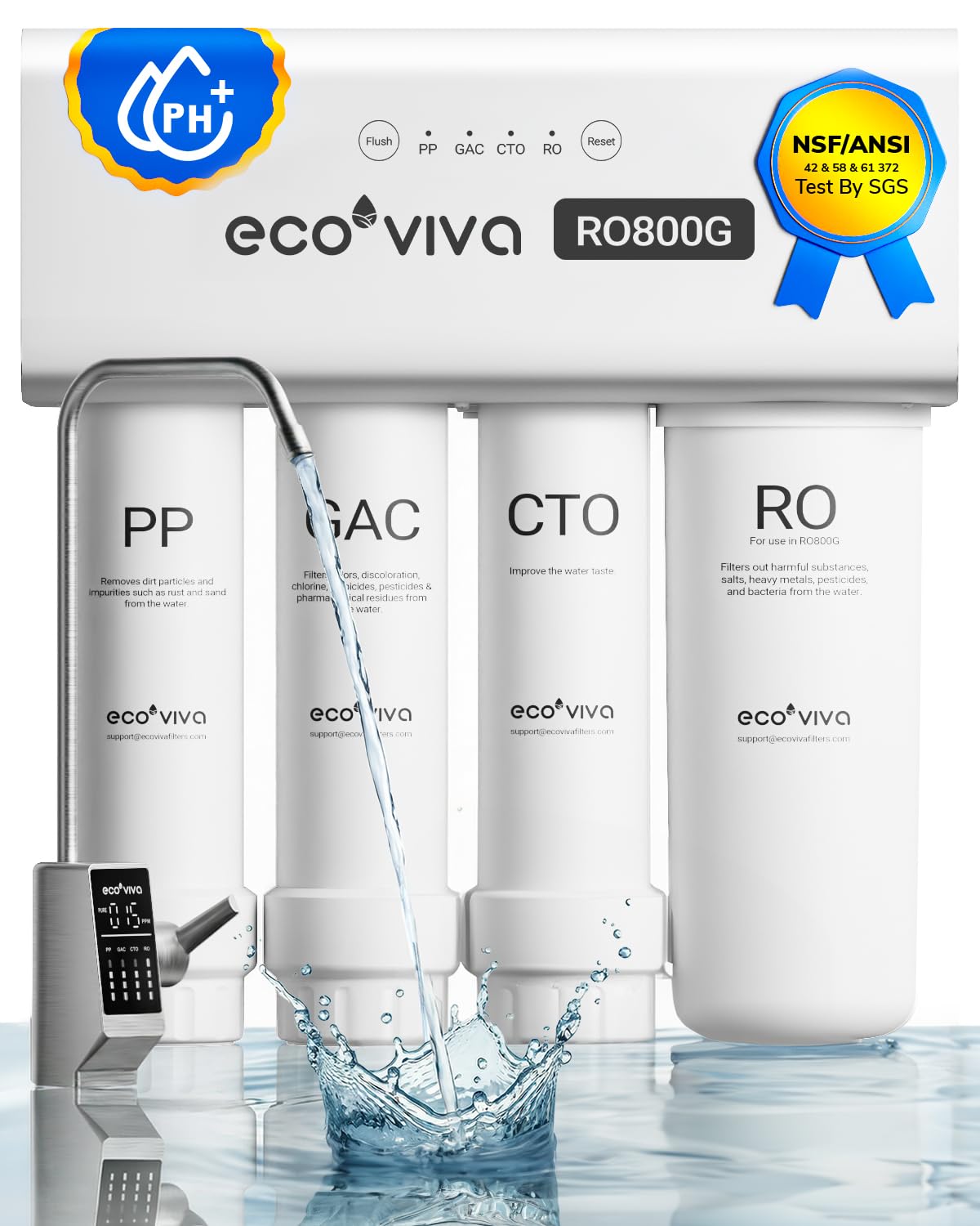 Ecoviva RO800G Tankless 9-Stage Commercial Reverse Osmosis Water Filtration System NSF ANSI 58 800GPD German Design 3 1