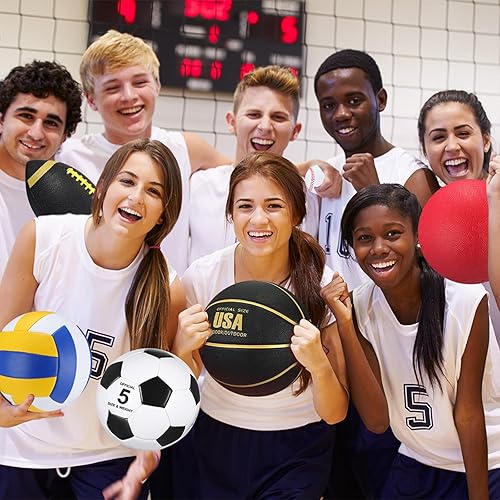 Miniatura 6 de Leyndo Juego de 18 pelotas deportivas a granel para baloncesto, fútbol, voleibol, fútbol, parque infantil, béisbol con bolsa de equipo deportivo,