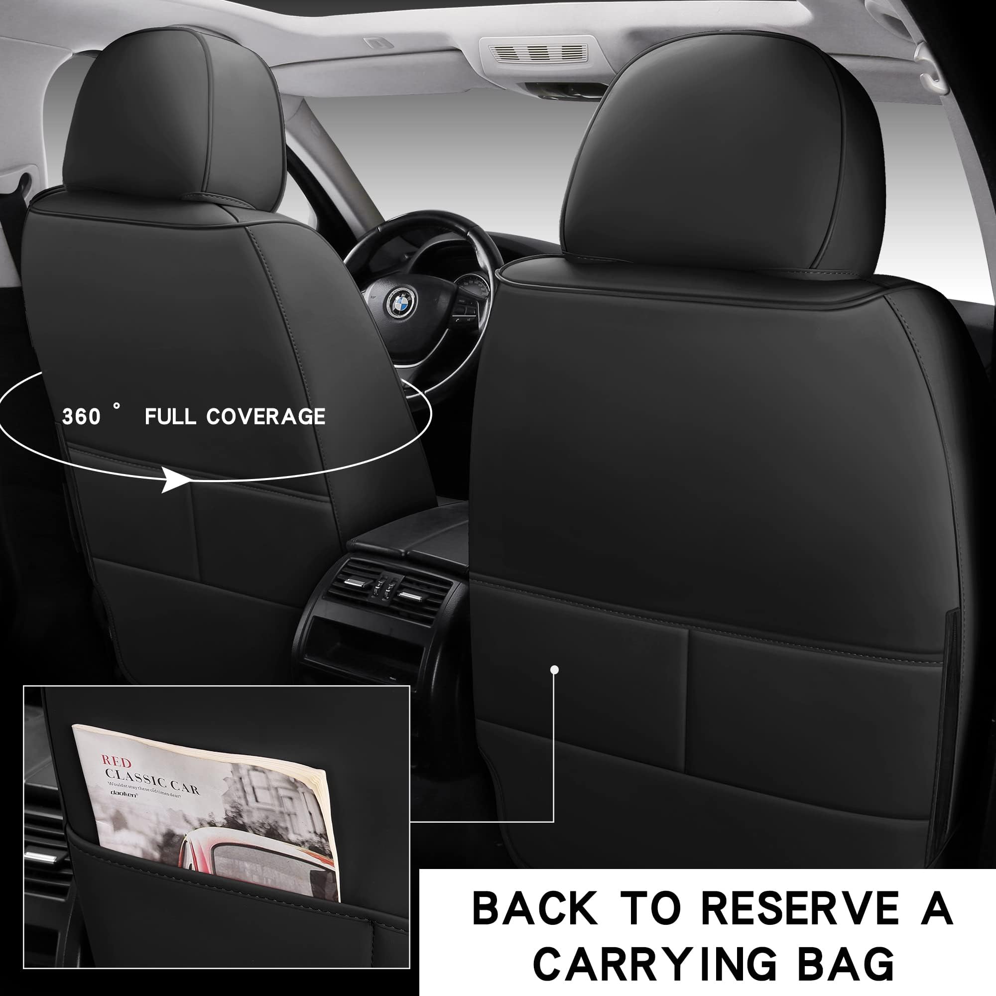 VALIWARR Full Coverage Faux Leather Car Seat Covers Full Set Fit for Cars Trucks Sedans SUVs with Waterproof Leatherette in Auto Interior Accessories (Black and Red)