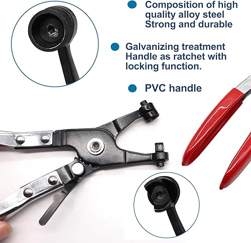 Miniatura 3 de Taiss Juego surtido de 210 abrazaderas de manguera de banda de resorte de 0.236 a 0.866 pulgadas con alicates giratorios de abrazadera de manguera