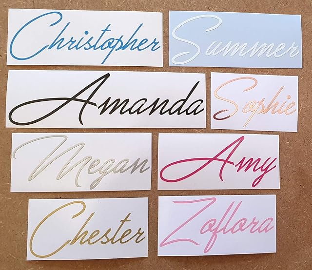 Modern Personalised Vinyl Name Stickers 3cm or 5cm Height in Various Beautiful Colours. Perfect for Bottles, Glasses, Weddings and Other Events, Label Decal (3cm Height)