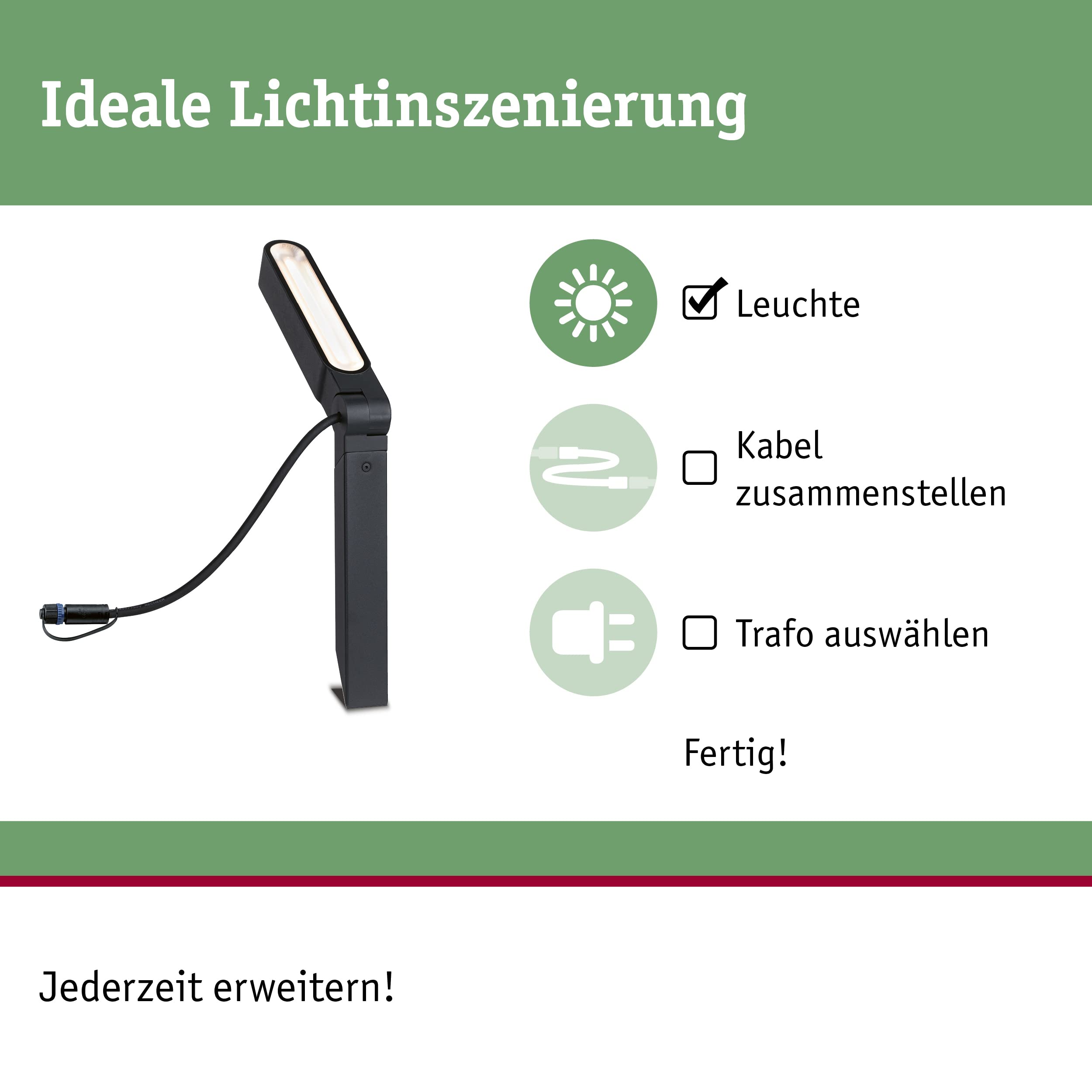 Paulmann 94545 Plug & Shine LED oprawa zewnętrzna Plug & Shine Spot Ito IP65 w zest. 1x6 Watt ściemn. opr. zewn. antracyt, metal, tw. szt. 3000 K