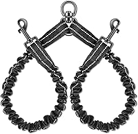 Vista 18 de Correa doble para perros, sin enredos, rotación de 360°, reflectante, con acoplador ajustable, divisor de correa para dos perros, cómoda