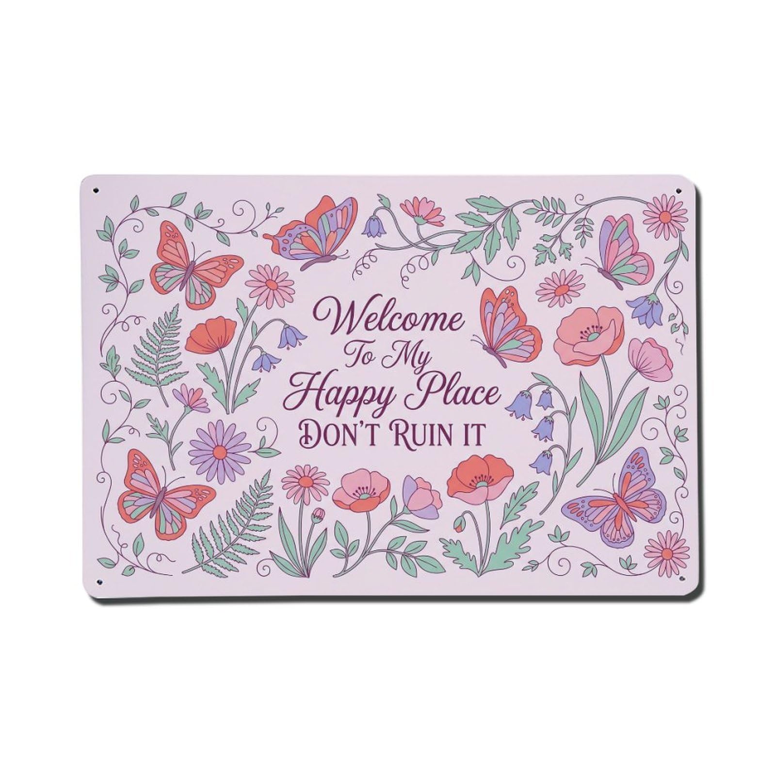 Butterfly Garden Sunroom Humor Metal Tin Sign Plaque Wall Decor for Cafe, Club Bar, Office, Home Garden Metal Poster 8x12Inch