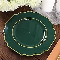 Vista 9 de Efavormart - Paquete de 10 platos de postre de plástico duro verde esmeralda de 8 pulgadas, vajilla desechable, platos barrocos resistentes