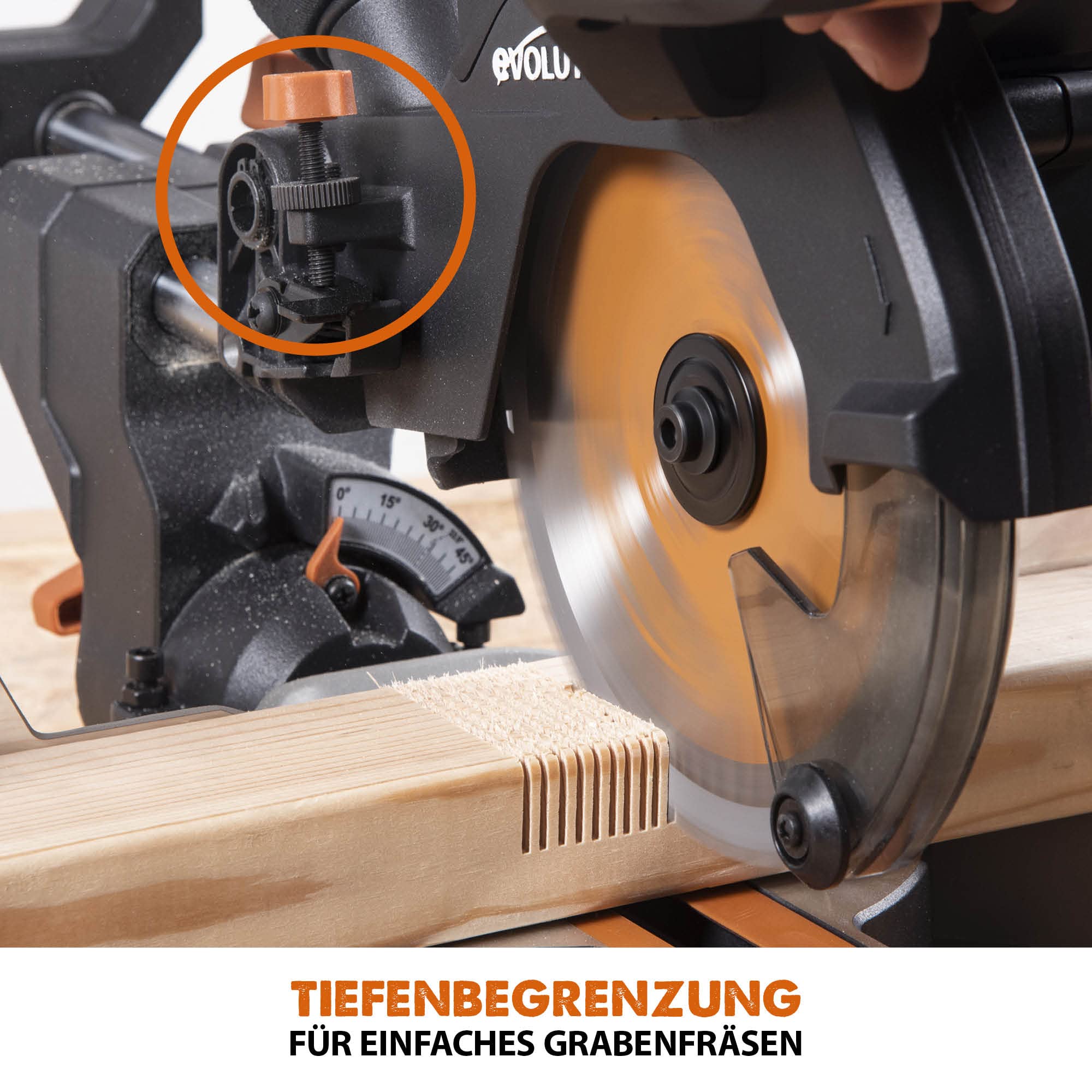 Evolution R185SMS-Li Akku-Gleitgehrungssäge mit Mehrzweck-Schneide, 45° Fasen-, 50° Gehrungsschnitte, 850 W – 4 Ah Akku & Ladegerät und 185 mm TCT-Sägeblatt im Lieferumfang enthalten, 3 Jahre Garantie