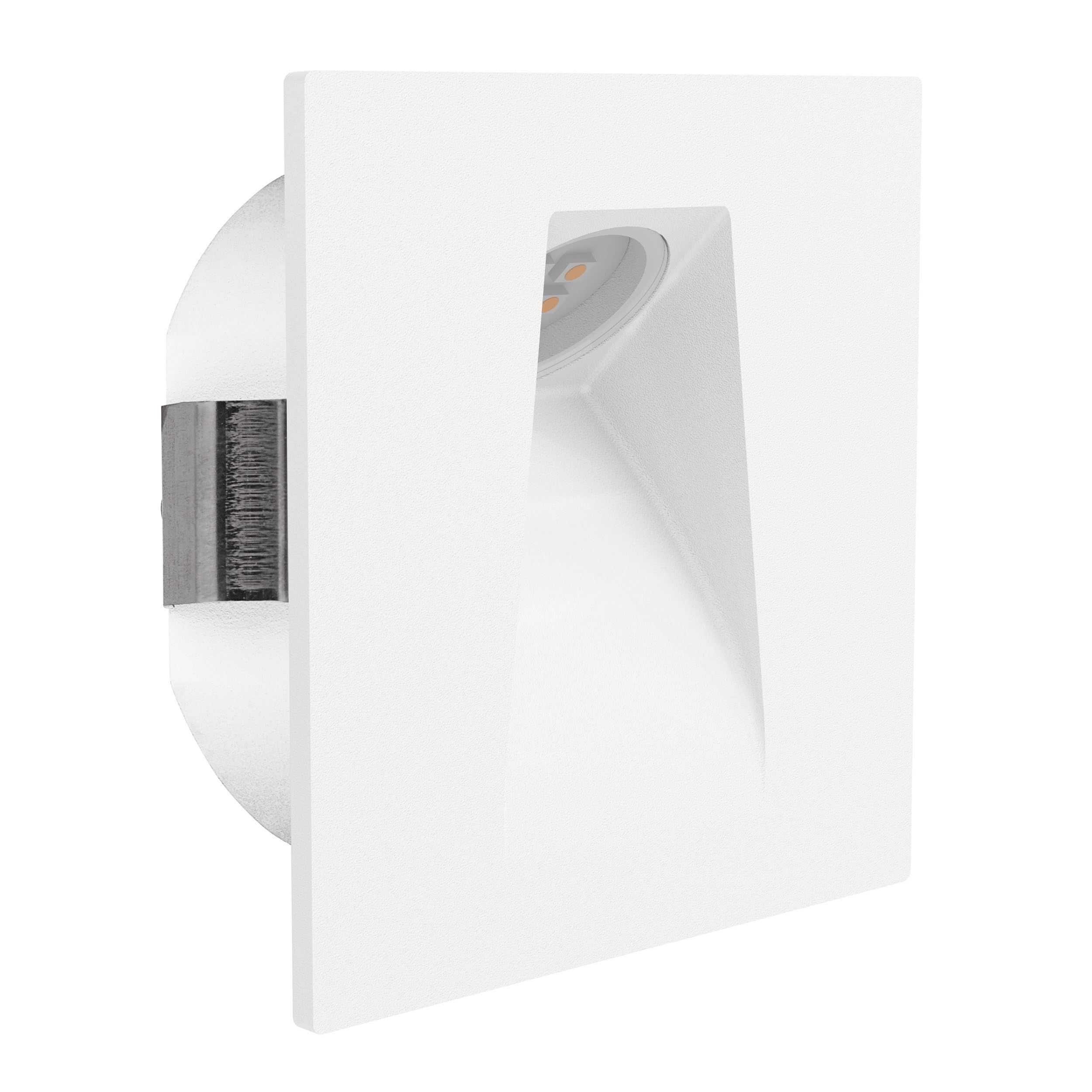 Eglo White Recessed Spot Light Mecinos, Led Spotlight For Stairs, Metal Wall Lamp, Warm Lighting, 3.1 Inches