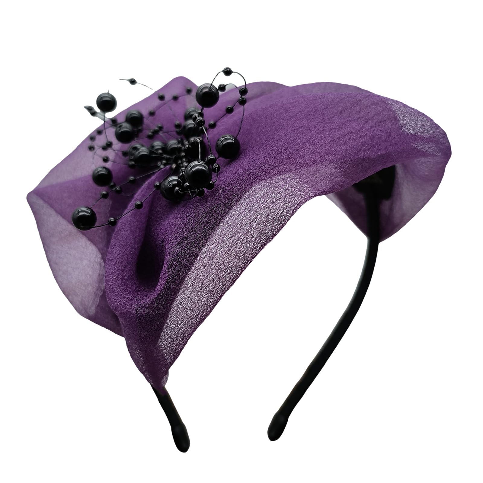 Fentency Fascinator Headband Hat for Women with Beaded Hair Accessory Headpiece Hair Decoration Headwear for Party Weddings Event