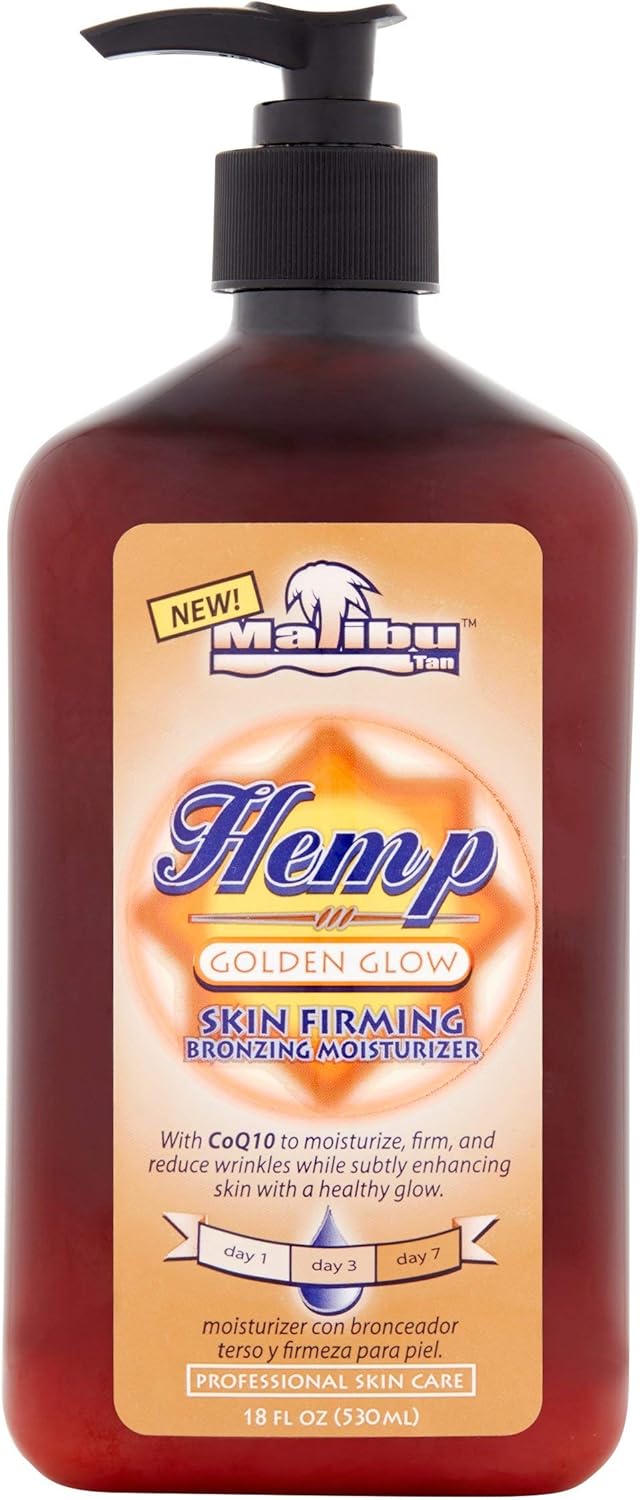 Malibu Tan Hemp Golden Glow Skin Firming Bronzing Moisturizer, 18 fl oz (Pack of 2)