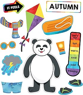 Carson Dellosa 56 pc Bundle of Dress for The Weather Bulletin Board Decorations, Panda Bear with Seasonal Accents and Clothes, Days of The Week Chart, Circle Time Learning Center and Classroom Decor - Buy now