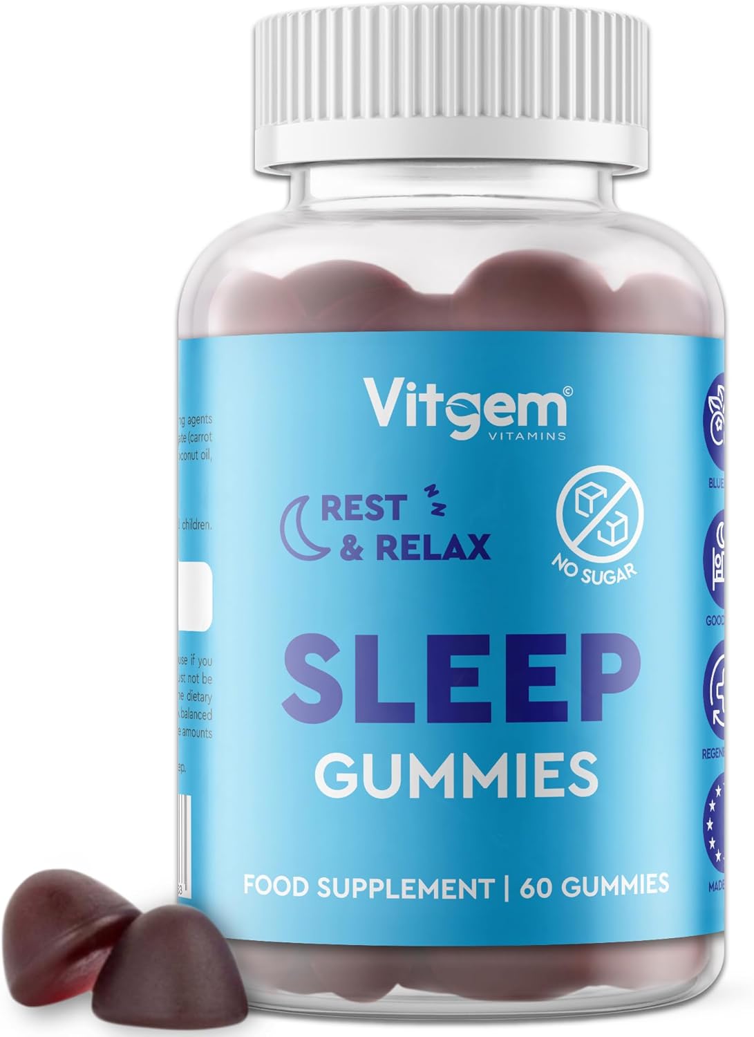 Sleep 60 Gummies – Natural Sleep Aid for Adults with Ashwagandha & Magnesium – Sugar Free Blueberry Flavored Vegan Gummies for Relaxation, Restful Sleep and Sound Asleep