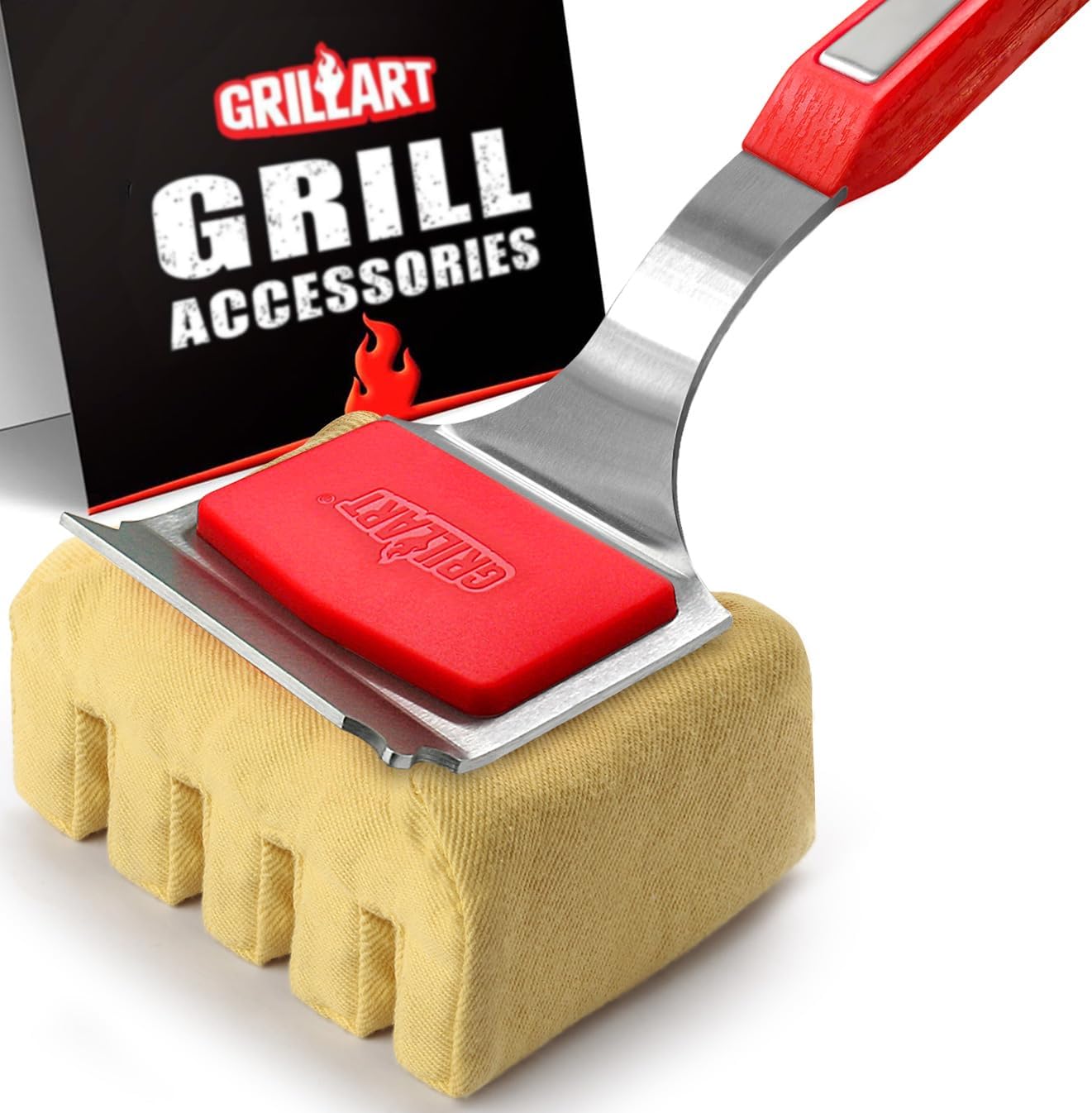 GRILLART Bristle-Free BBQ Grill Brush Replacement Head – Heavy-Duty Scraper Tool for Cast Iron & Stainless Steel Grates, Safe & Durable Barbecue Cleaner with Seamless Fit Design