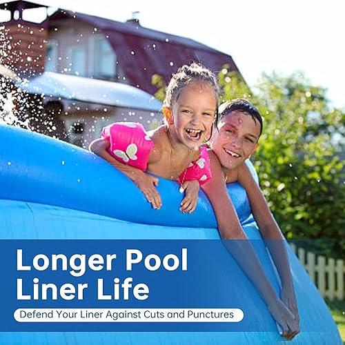 Miniatura 5 de Almohadilla redonda de revestimiento de piscina de 15 pies para piscinas sobre el suelo, hecha de material duradero, evita pinchazos y prolonga la