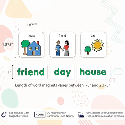 Miniatura 9 de BARKER CREEK Imanes de aprendizaje para niños, imanes de símbolo de comunicación de imágenes, verbos de alta frecuencia e imanes de palabras