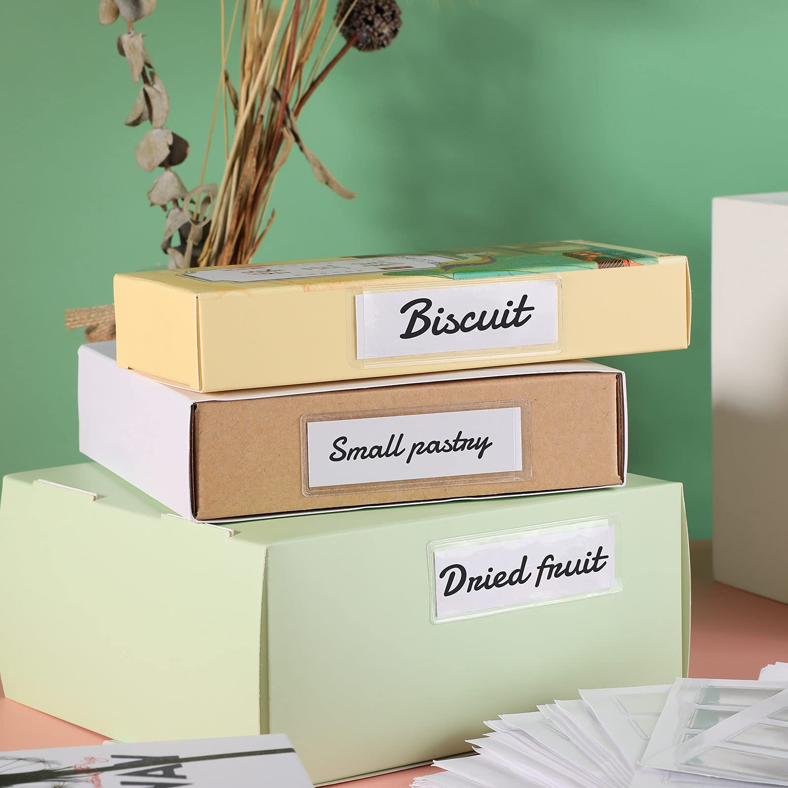 Censen 160 Pieces SelfAdhesive Index Label Holder Clear Binder Label