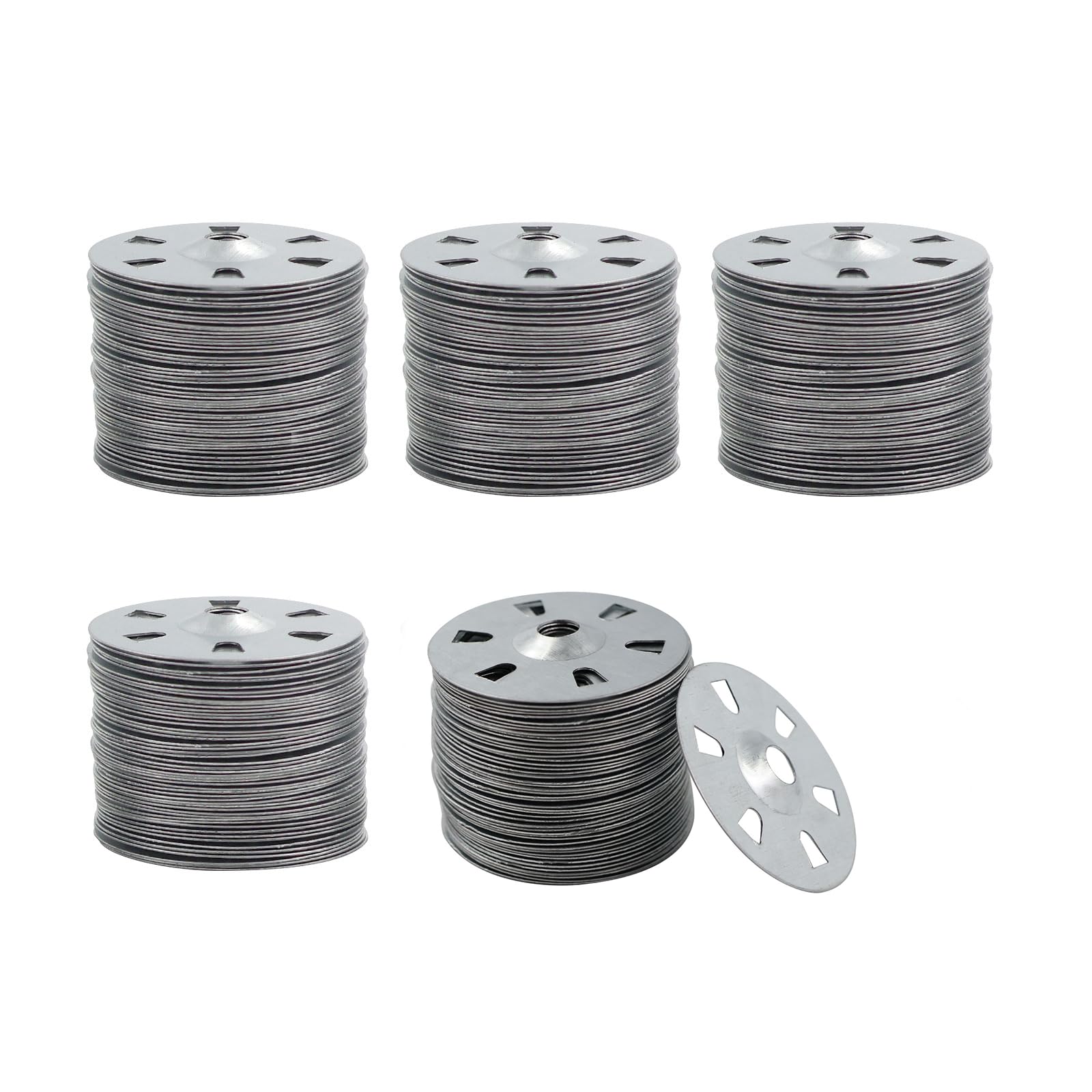 Crozgan 500Pcs 35mm Galvanized Steel Washers,Six Holes Heavy Duty Metal Flat Washers,Galvanised Steel Penny Washers for Insulating Boards,Plasterboard