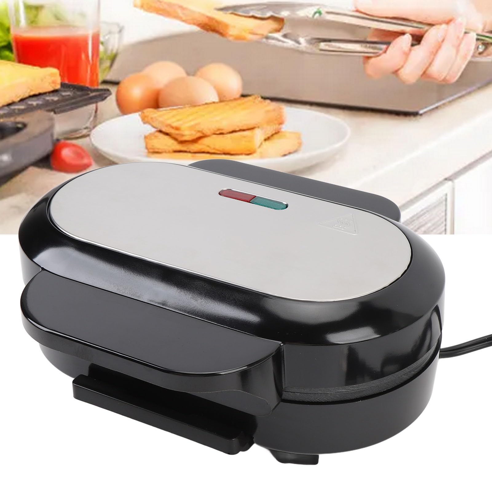 Elektrischer Frühstücksbereiter, Elektrischer Eier-Burger-Maker, Anti-Stick mit Aluminium-Heizplatte, Kompaktes Design für Eier-Pfannkuchen-Steak-Ei-Burger, Leicht zu Tragen