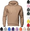 Men's Plain Hoodie UK Sale Clearance Fleece Lined Sweatshirts Long Sleeve Sweater Drawstring Hoody Tops Fluffy Hooded Pullover Solid Color Warm Jumpers Sports Leisure Workwear Comfortable Activewear