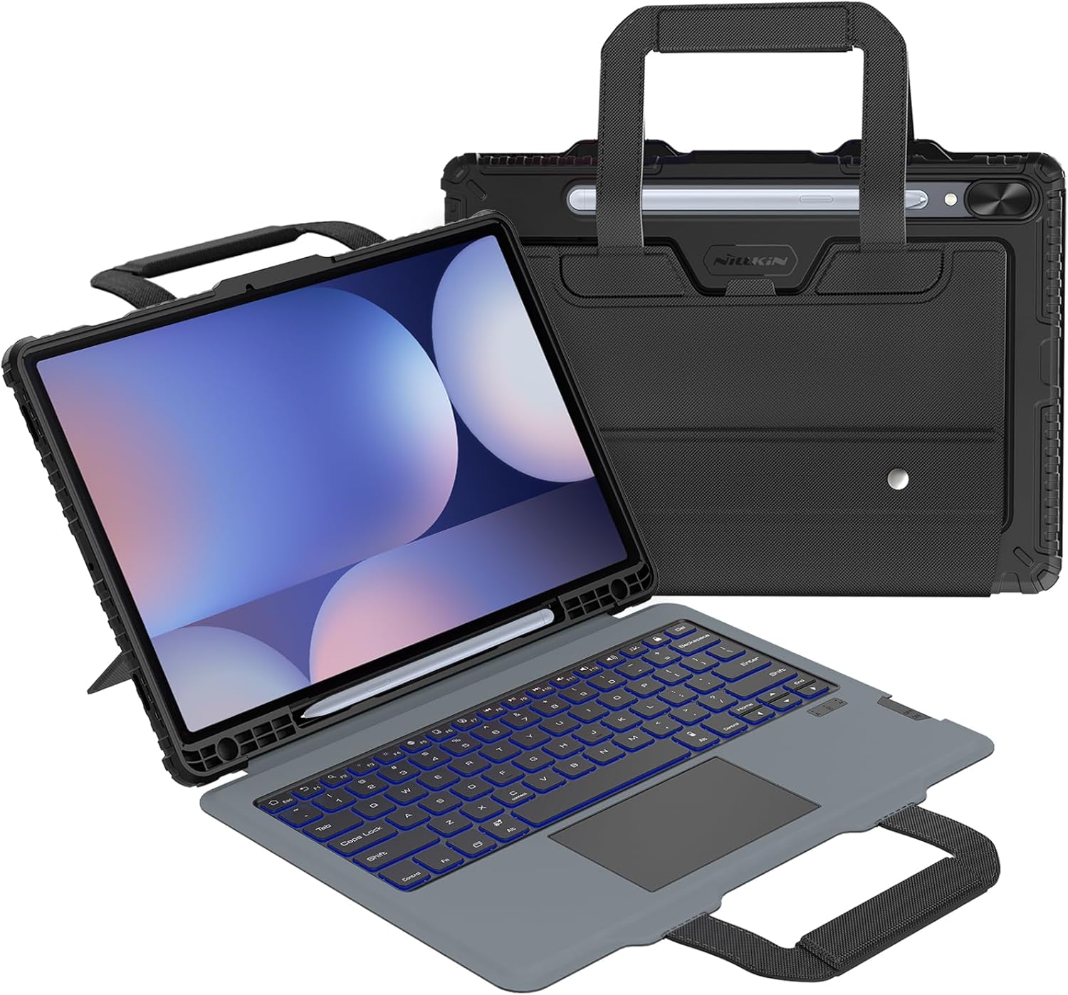 Nillkin Carry Go Keyboard Case for Samsung Galaxy Tab S10 Plus/S9 Plus 12.4" Tablet with Handle, Rugged Case with Detachable Backlit Keyboard for Tab S10+/S9+ 5G, Trackpad, Portrait/Landscape Mode