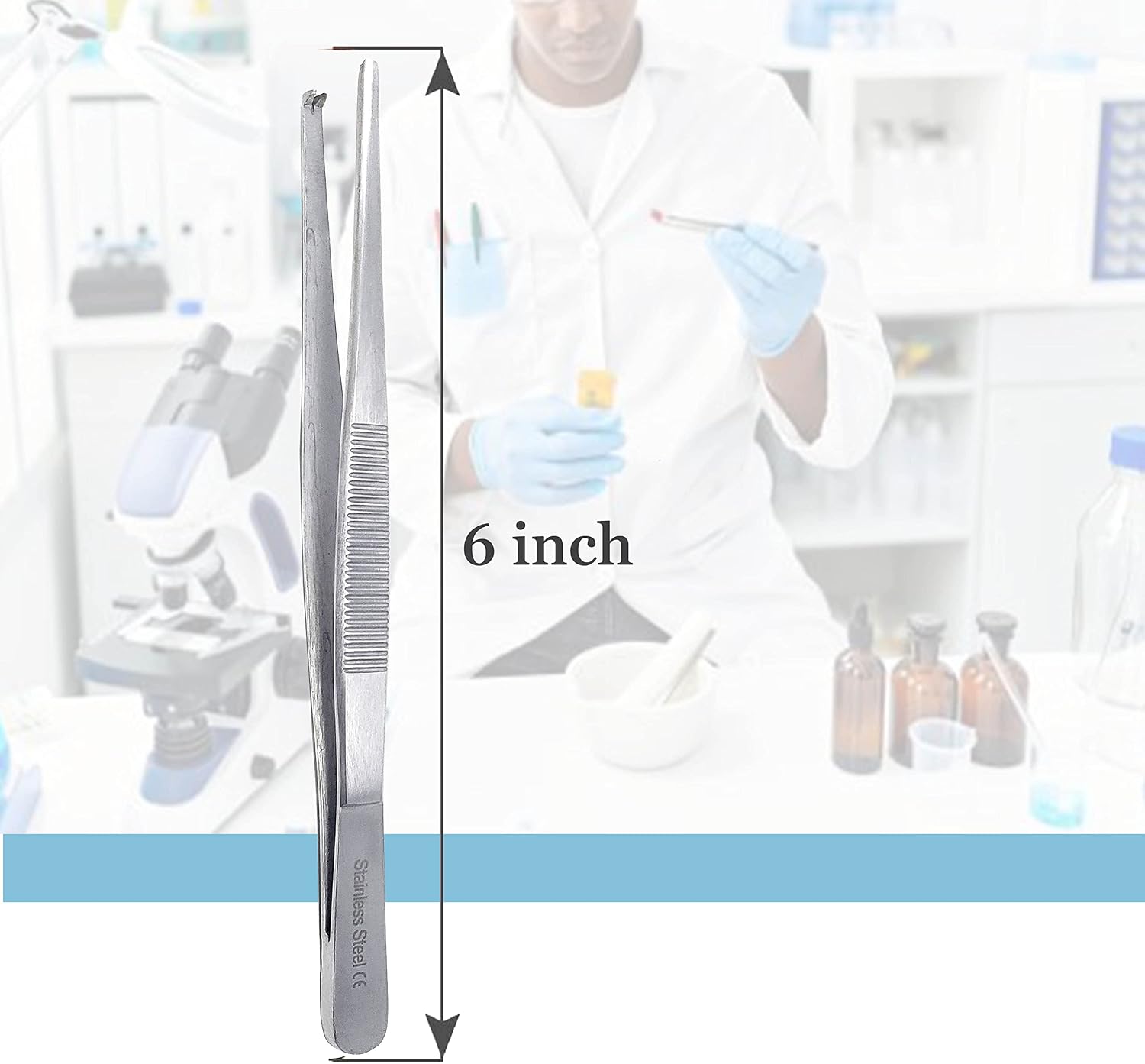 Dissecting Tissue Thumb Forceps Tweezers 6" (15.24 cm), Blunt 1x2 Rat Tooth Straight Stainless Steel