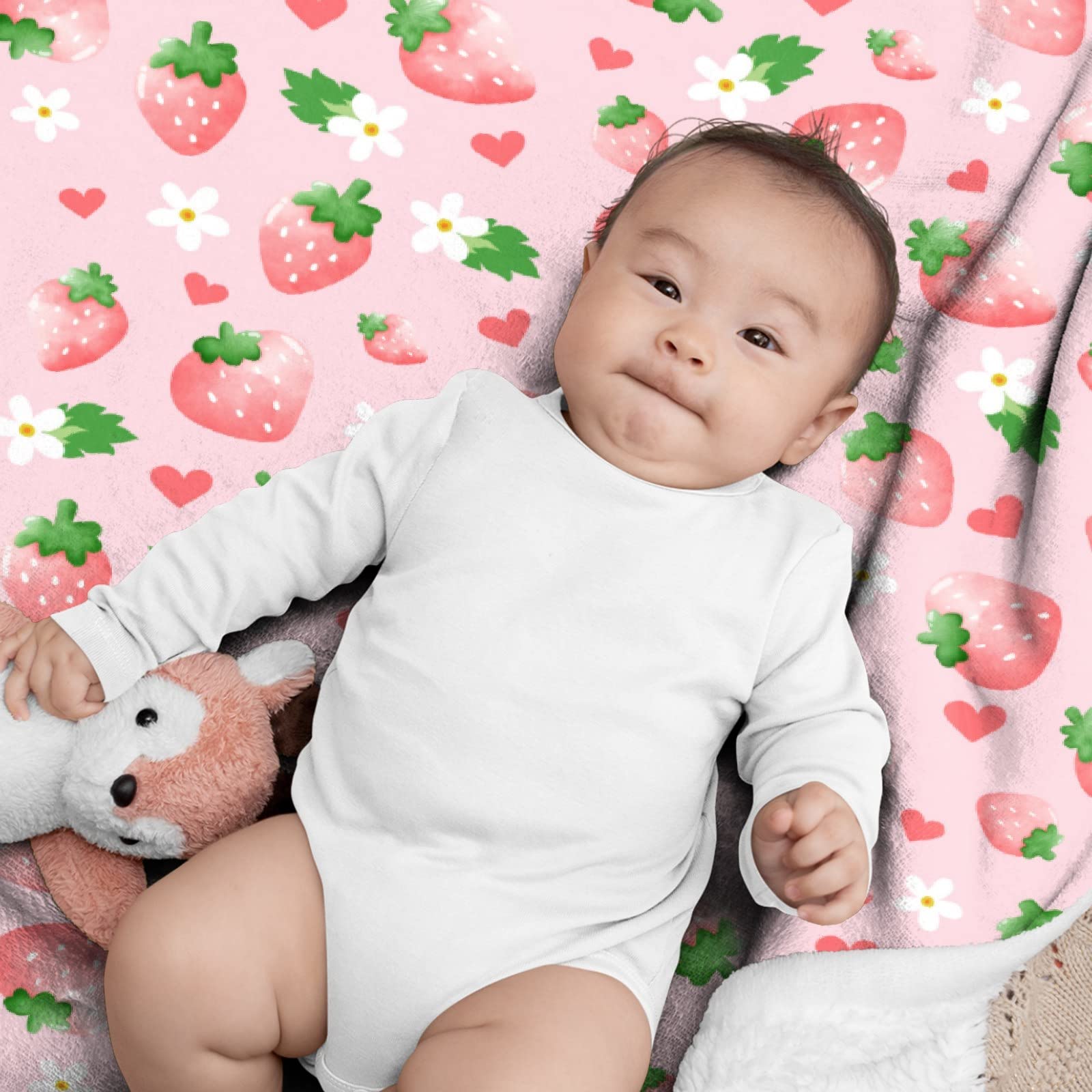  ストロベリーデザイン ブランケット Amazon｜ストロベリーブランケット | フラシ天 心地よいストロベリー