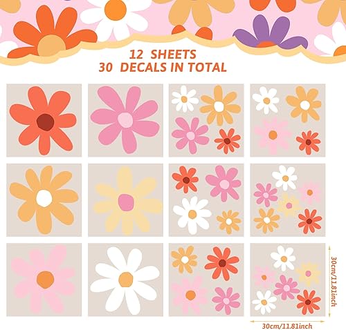 Miniatura 2 de TaoBary 12 hojas de calcomanías de pared de margaritas grandes, calcomanías de pared de margaritas grandes para pared, despegar y pegar para