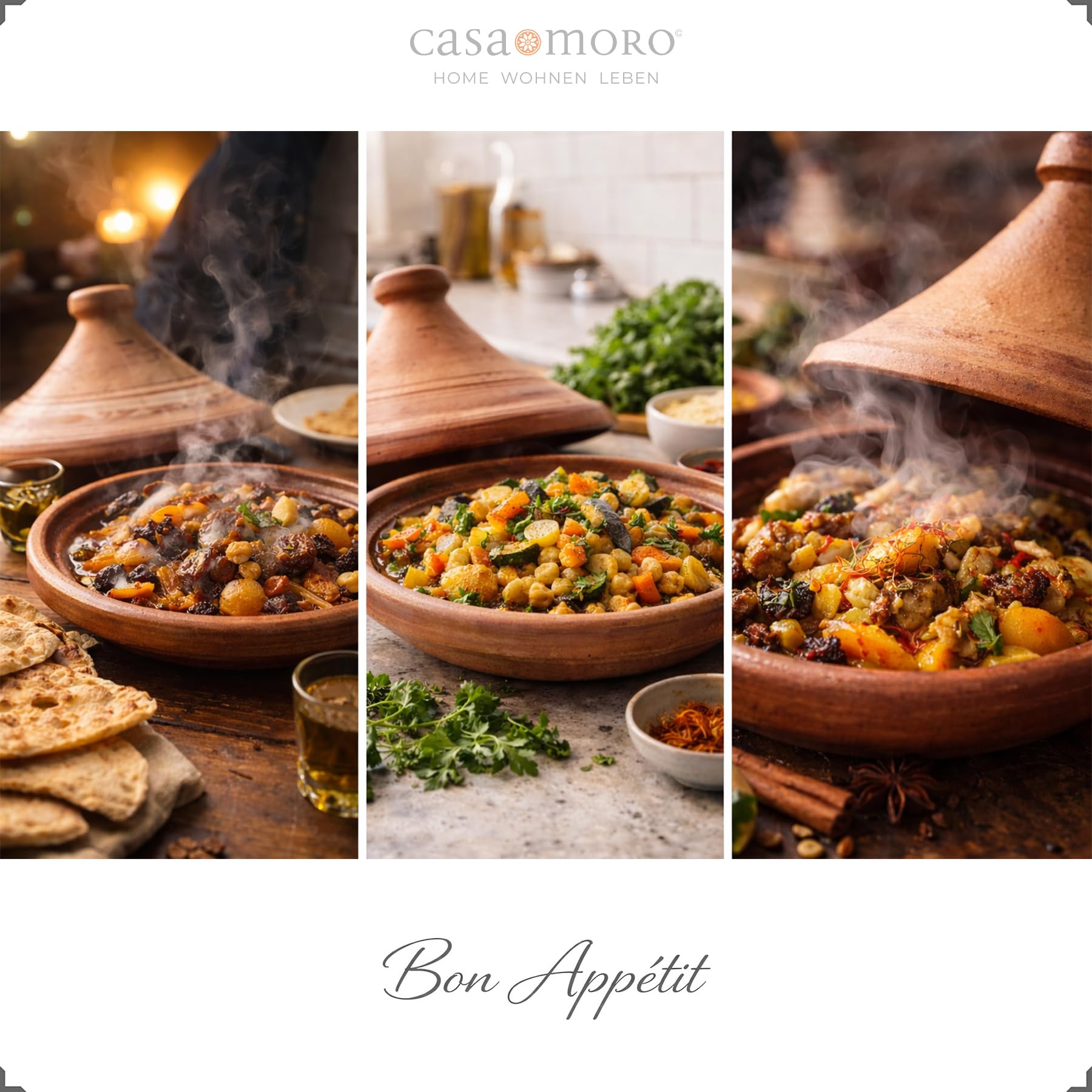 Tajine Schmortopf aus Ton – Ø 34 cm Marokkanisch Kochen für 4-6 Personen – Tagine unglasierter Gartopf Tontopf