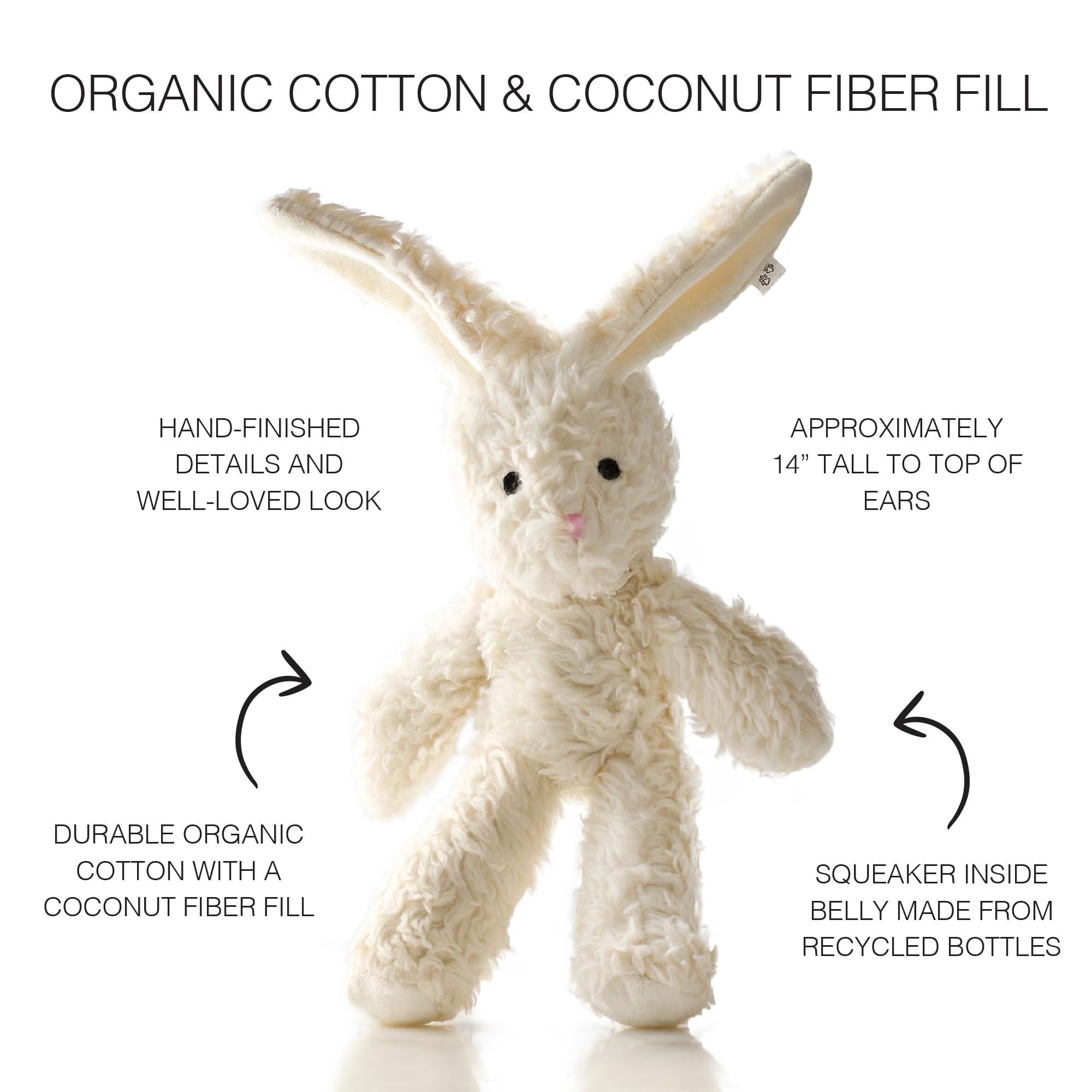 Pet Passion Juguetes de felpa de algodón duradero para perros con relleno de coco para todas las razas de mascotas, conejo, talla única