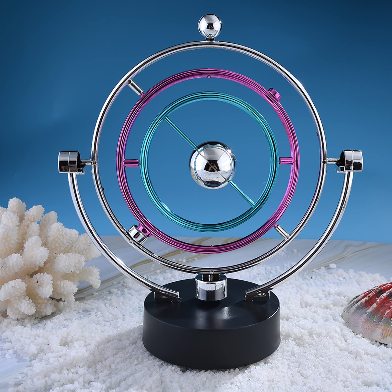 Kuuleyn Perpetual Motion Machine, Perpetual Motion Desk Toy, Craft Milky Way Celestial Body Kinetic Movement Orbital Electric Wiggler Newton Swing Ball Desk - Image 3