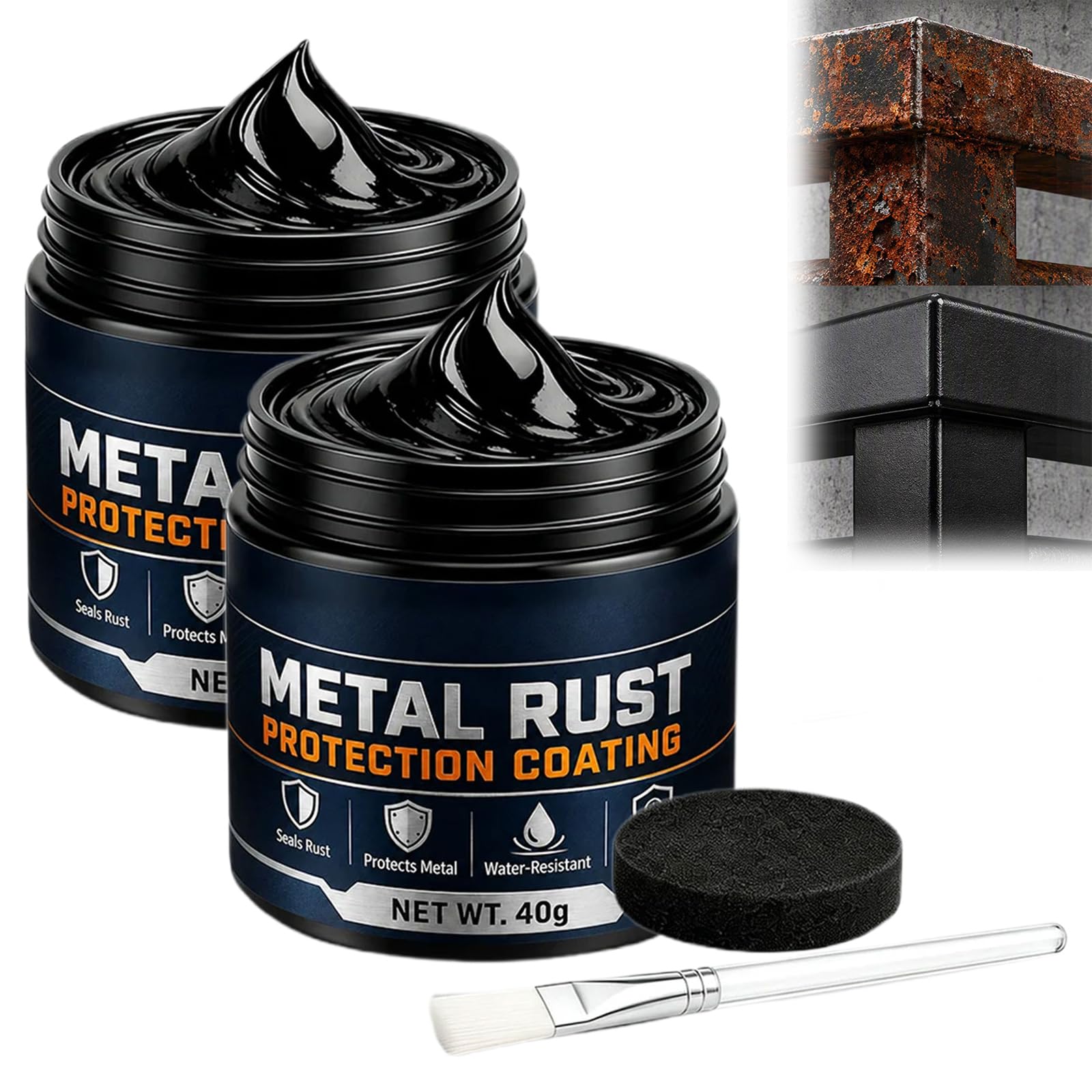 Metal Rust Protection Black Repair Paste Anti Rust Paint for Metal 2pc