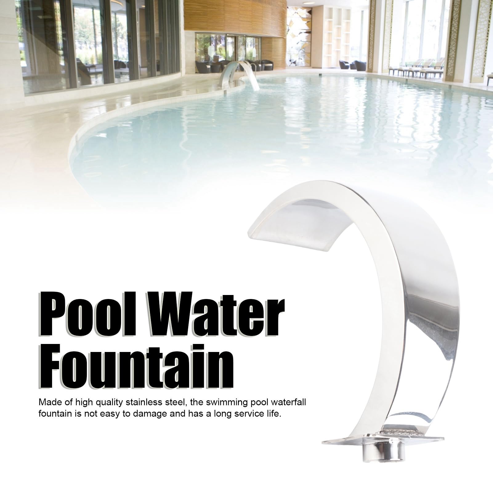 Tyenaza Schwimmbad Wasserfallbrunnen, Abgerundeter Lichtbogen Design G1 Weiblicher Faden Edelstahl Pool Wasserbrunnen