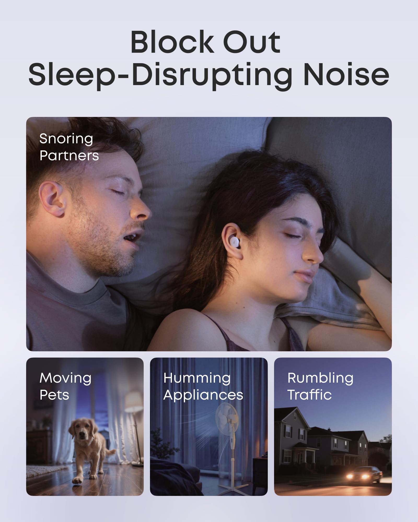 soundcore Sleep A30 by Anker, Sleep Earbuds, Active Noise Cancellation, Passive Noise Cancellation, Adaptive Snore Masking, Extensive Sleep Audio Library, Comfortable for Side Sleepers, 10H Battery — view 3
