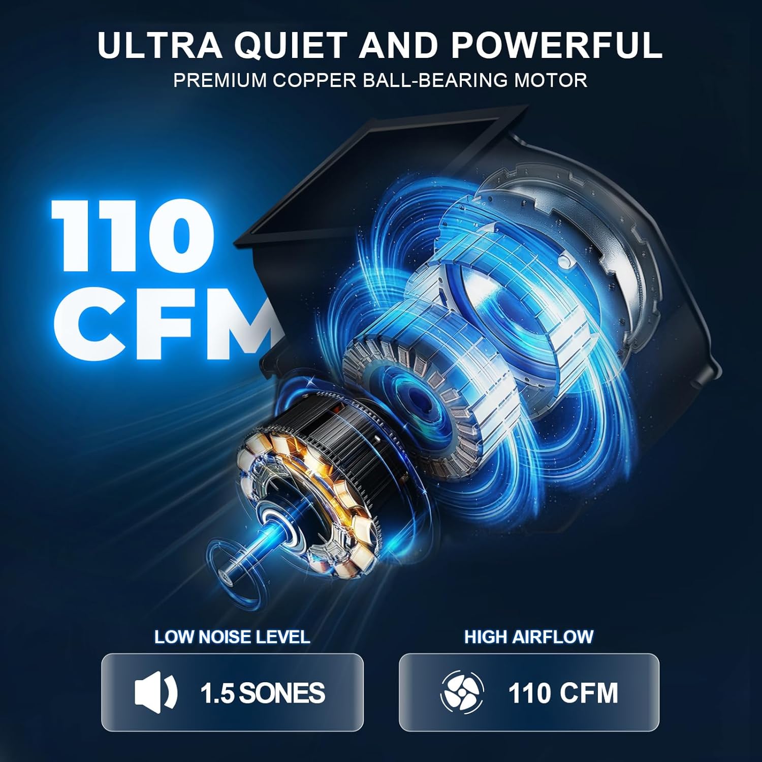 Akicon Bathroom Exhaust Fan with RGB LED Mode, 110 CFM 1.5 Sone Ultra Quiet Bathroom Vent Fan with 3CCT Light & Nightlight, Ceiling Mount, Remote Control, Round (White)