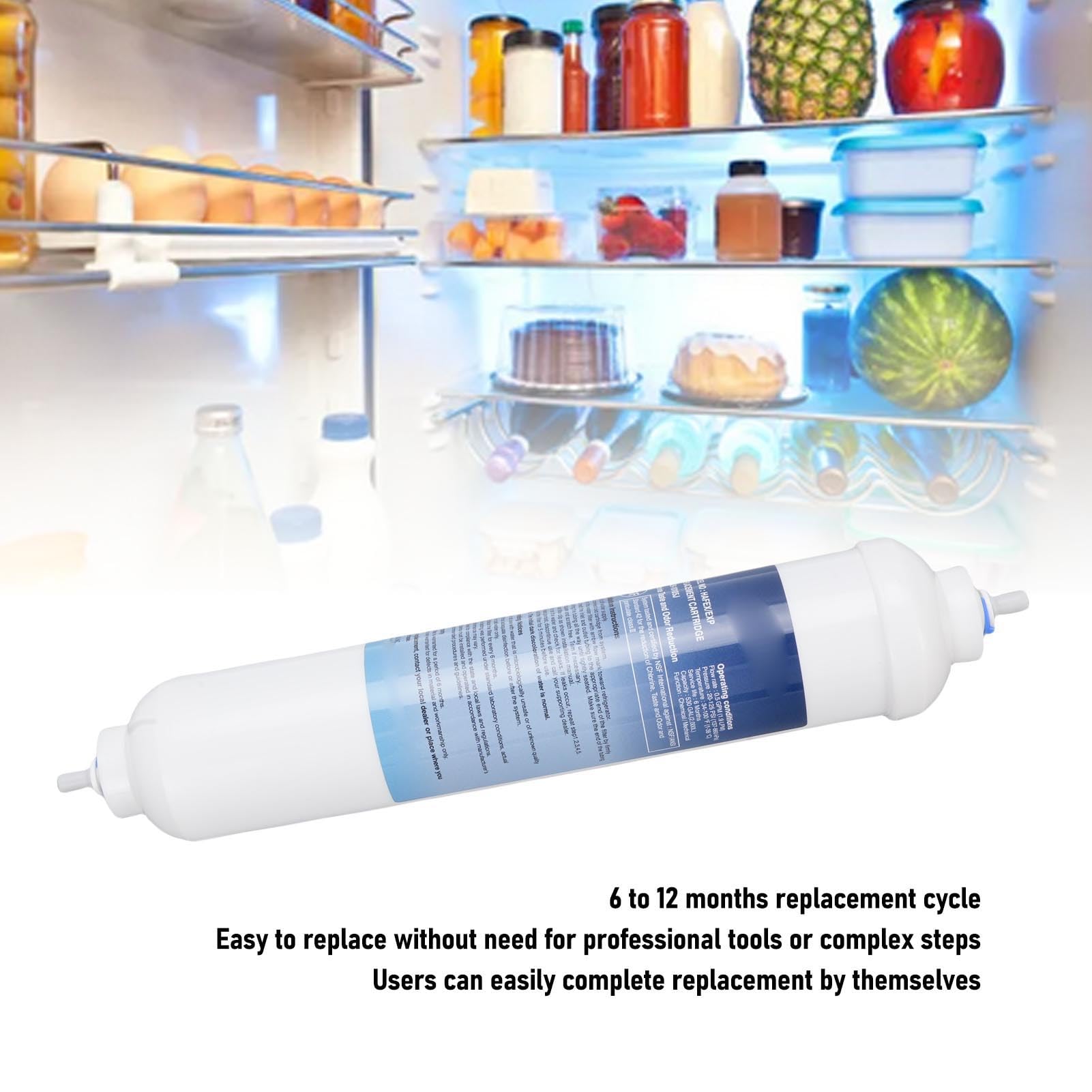 SEAFRONT Filtro de Agua para Frigorífico, Repuesto de Filtro de Agua para Refrigerador, Suministros de Cocina con 2 Accesorios para Fijación