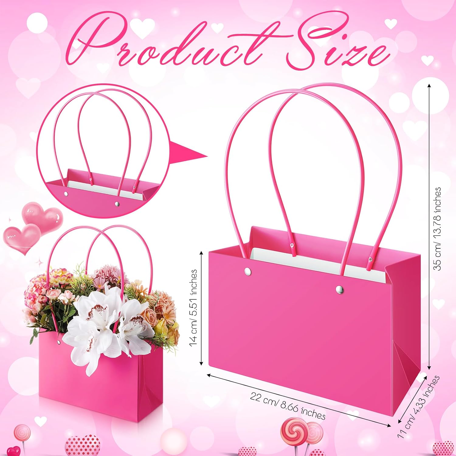 Ctosree 21 Pcs Graduation Kraft Paper Flower Gift Bags Bulk Bouquet Wrapping Rectangle Floral Gift Boxes for Arrangements Waterproof Tote Bags with Handles for Anniversary Wedding Mothers Day