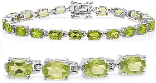 Miniatura 4 de Pulsera de tenis de piedra preciosa en plata de ley elige entre amatista topacio azul o peridoto