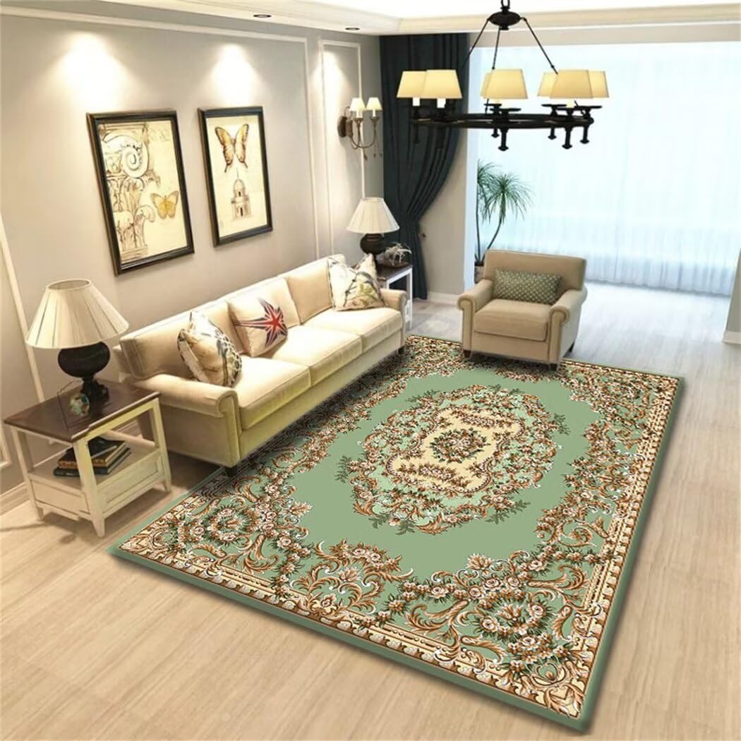Tapis doux antidérapant 120x160cm floral vert lavable pour salon