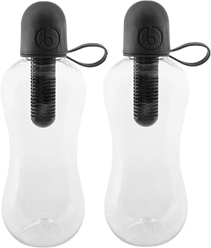 Bobble Classic Water Bottle, Filtered Water, BPA-Free Reusable Bottle, Soft Touch Carry Cap with Replaceable Carbon Filter for Sustainable Water and Hydration 18.5 oz - 2 Pack Black