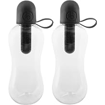 Bobble Classic Water Bottle, Filtered Water, BPA-Free Reusable Bottle, Soft Touch Carry Cap with Replaceable Carbon Filter for Sustainable Water and Hydration 18.5 oz - 2 Pack Black