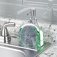 Vista 3 de mDesign Dispensador de bomba de jabón de plástico para jabón líquido de manos o platos, botella contenedor con compartimento para fregadero