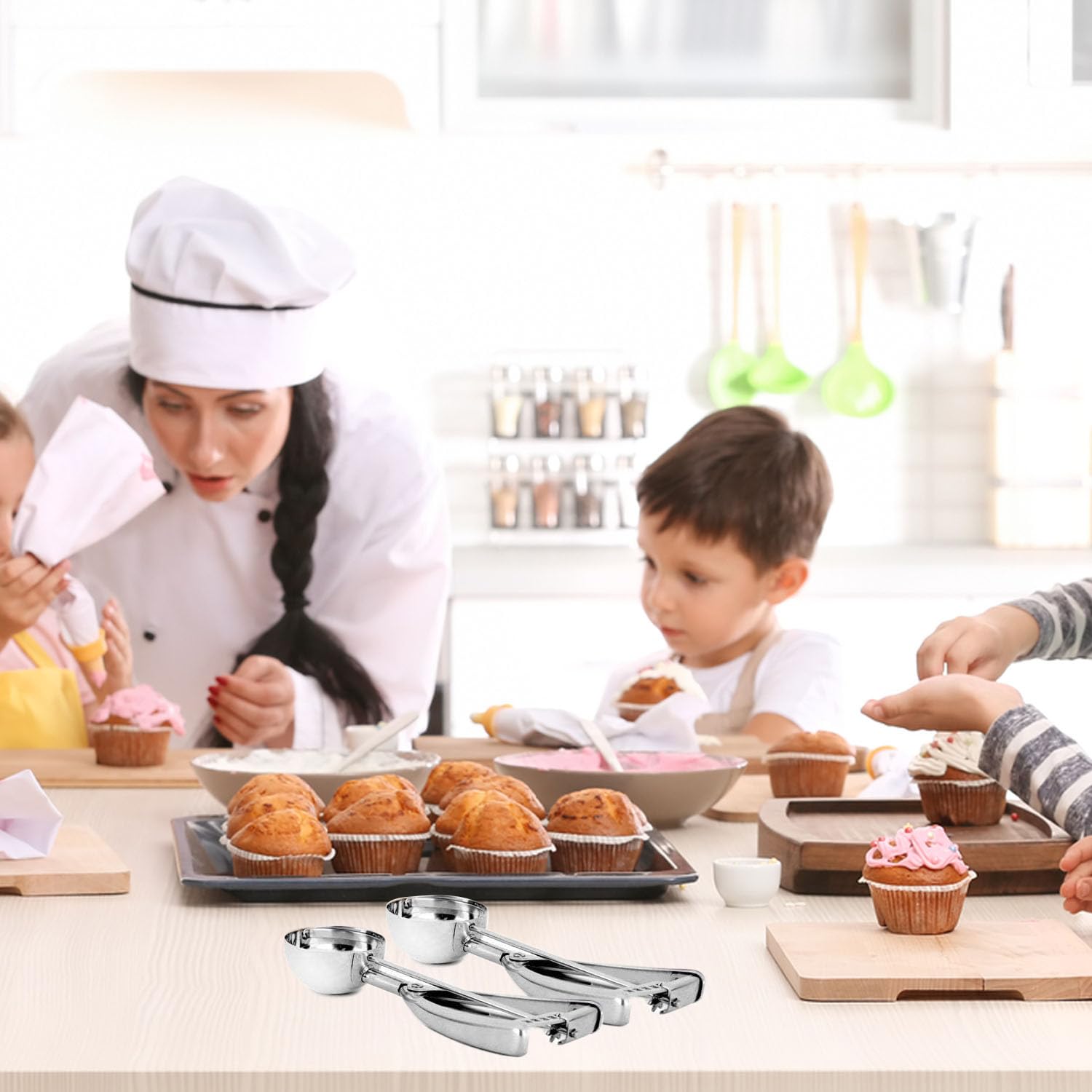 3-teiliges Eisportionierer-Set Aus Edelstahl - Ideal Für Eiscreme, Obst & Teig