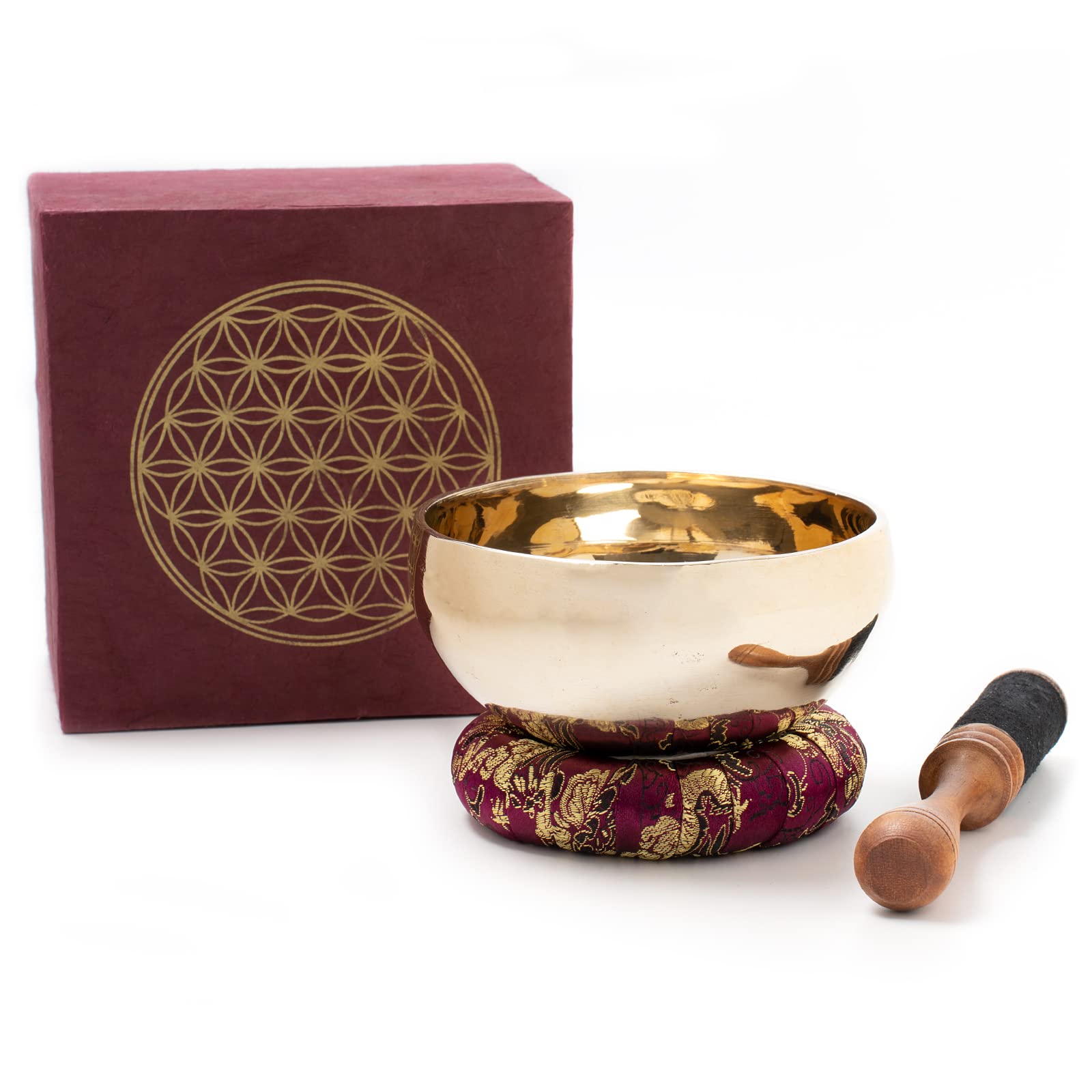 Tibetische Klangschale 350–400 g mit Blume des Lebens-Gravur
