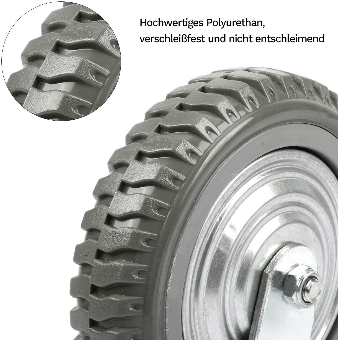 4 Stück Schwerlastrollen Plattenrollen, 200mm Lenkrollen mit Bremse,360° Drehbar Transportrollen Rollen Schwerlast Lenkrollen Möbelrollen Tragkraft 1000KG(2 Lenkrollen + 2 Bremsrollen)