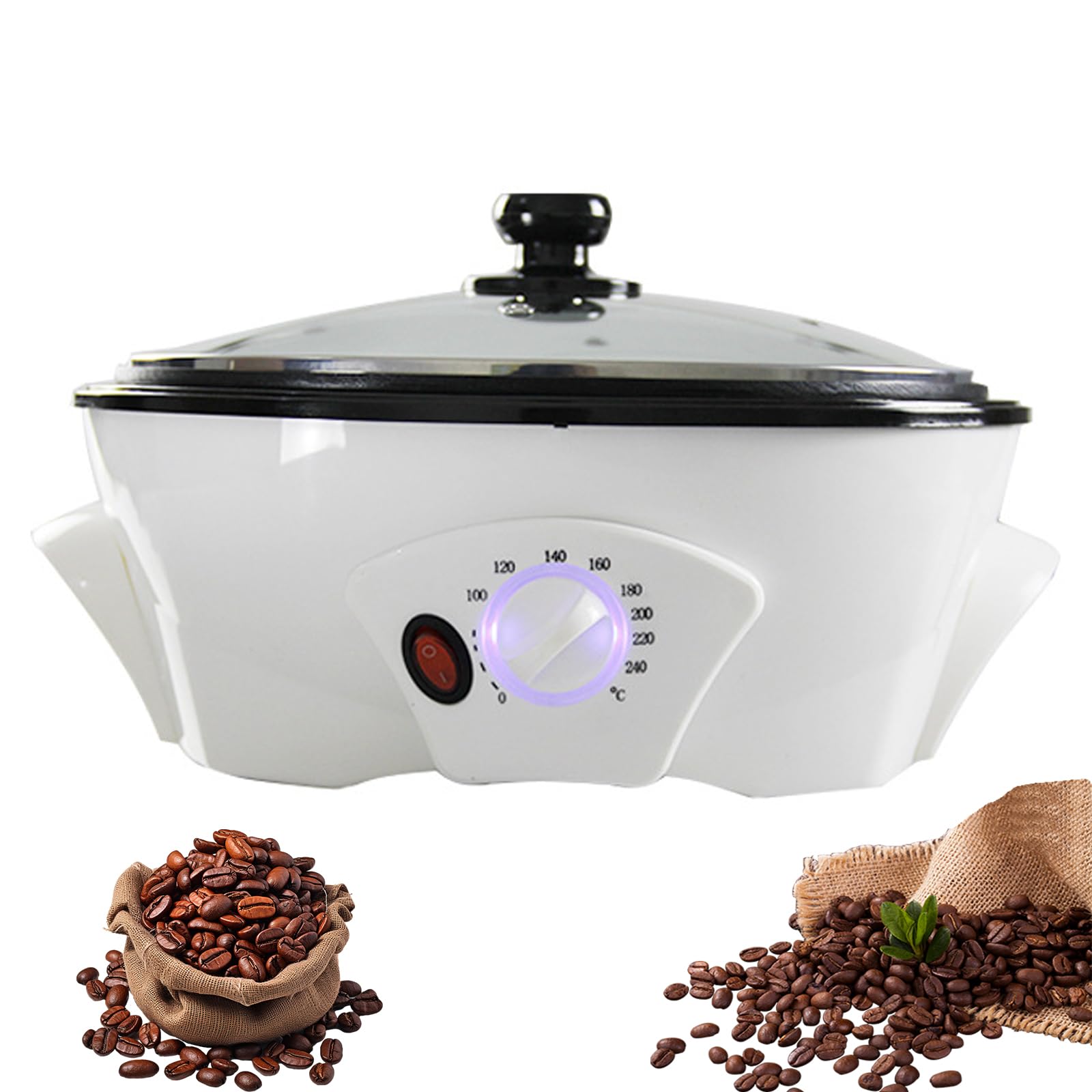 FHRKA Coffee Bean Roaster Machine, 1200W Electric Hot Air Coffee Roaster with 0-240℃ Adjustable Temperature, Non-Stick Coating (110v)