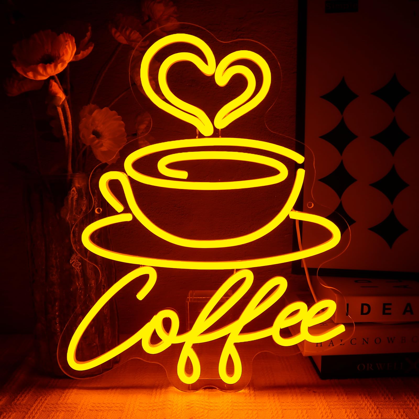 OYCGZV Coffee Neon Sign for Wall Decor Heart Neon Light