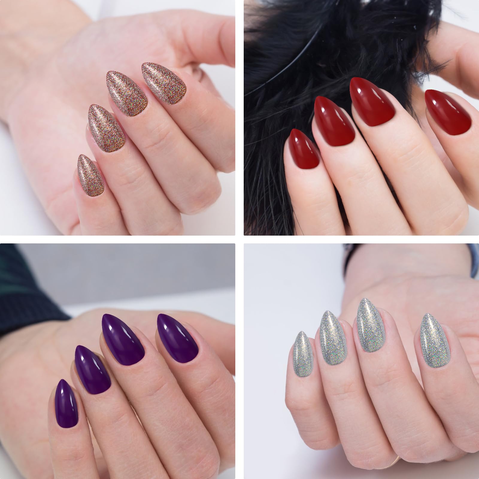 JUSTOTRY 576 Pcs Matte Almond Press on Nails Short,24 Color False Nails Oval,Reusable Solid Stick on Nails Kit for Women,Glitter Fake Nail French for Nail Art Gifts - Image 2