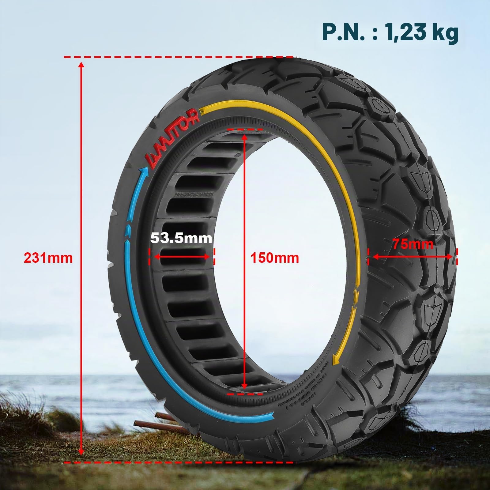 10 x 3 Pneu Plein 255 x 80 80/65-6,5 Pneus de Remplacement La Largeur de La Fente est de 53,5 mm, Convient aux Roues d'Une Largeur de 51-54 mm pour Trottinette électrique