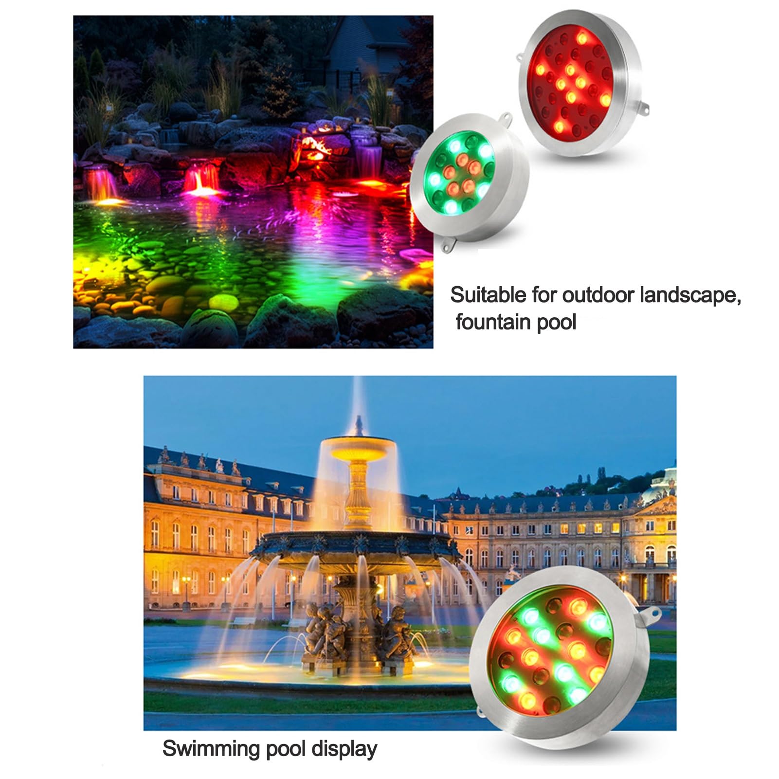 Luces Subacuáticas De Montaje En Superficie De 12V - Luz LED De Pared Para Piscina, Foco Empotrable Impermeable IP68, Para Iluminación Exterior, Fuentes, Piscinas(Rgb+remote,24W(AC24V))