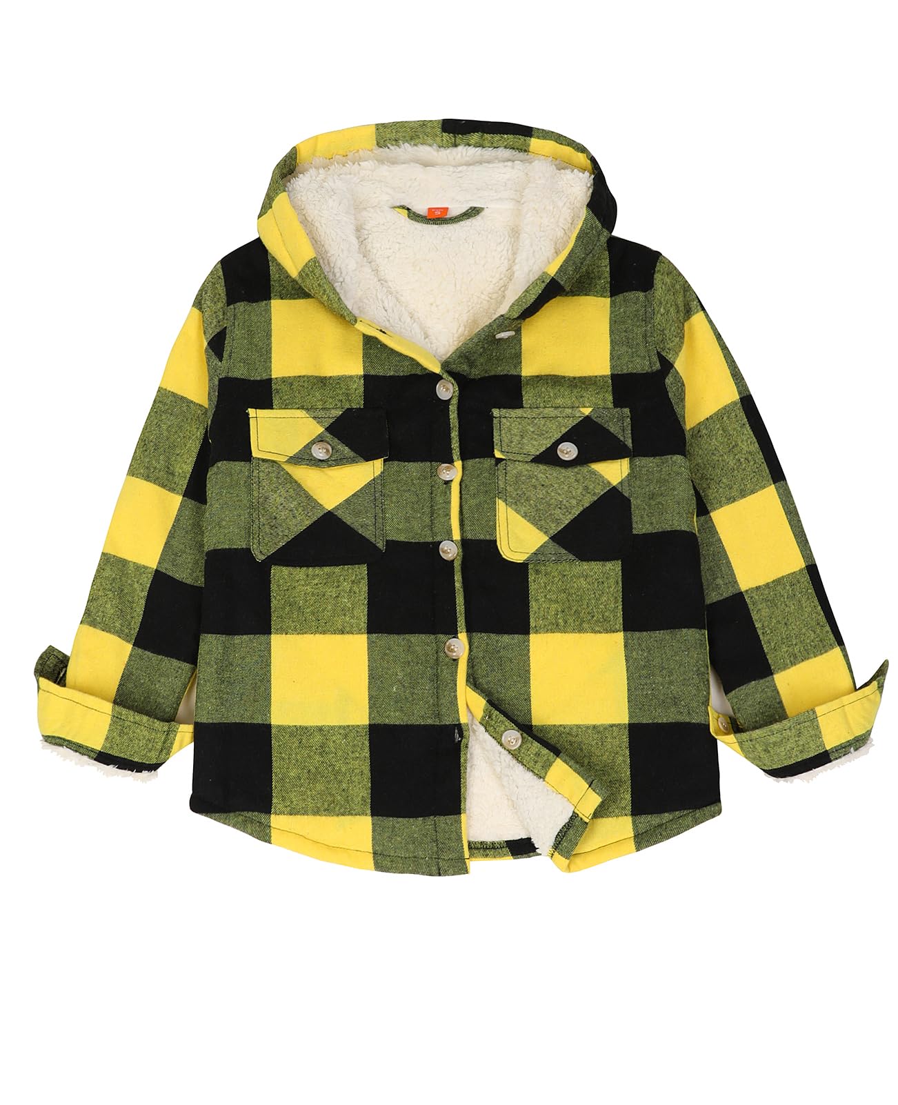 ZENTHACE Boys Sherpa Fleece Lined Flannel Plaid Button Down Shirt Jacket,Hooded Flannel Shirt with Hand Pockets