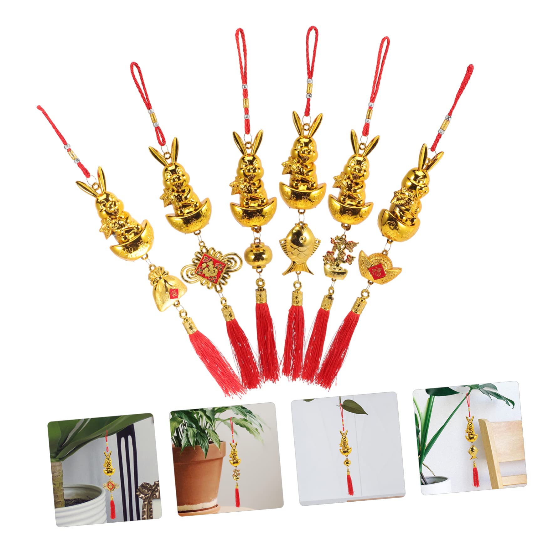 TOPBATHY 12stücke Teiliges Chinesischer Zodiak Hase Hängeornamente Frühlingsfest Dekoration Für Pflanzen Fenster Und Premium Qualität Für Festliche Anlässe